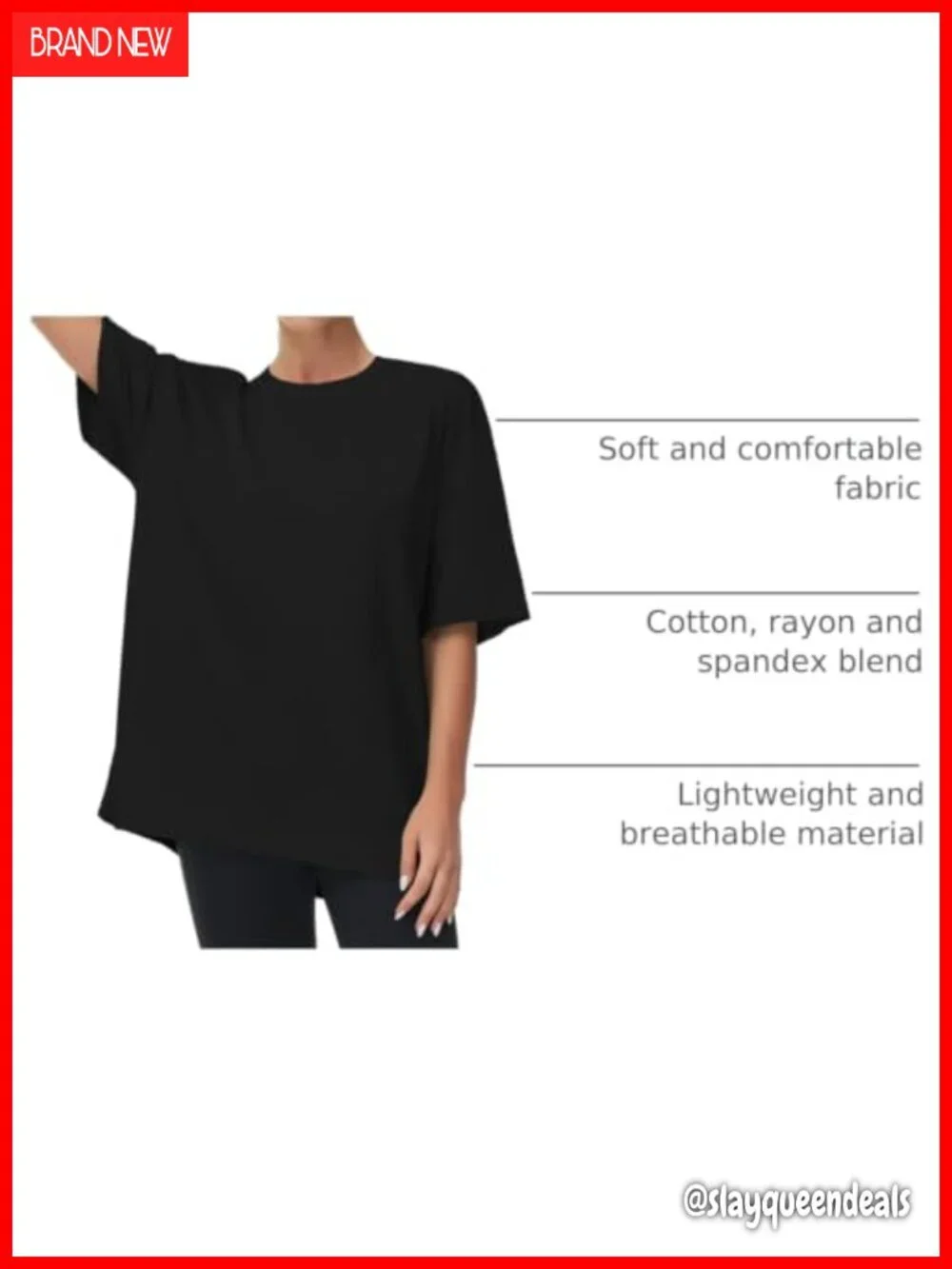 Oversized Crewneck Short Sleeve Tee Drop Shoulder Tunic Top Casual Workout
